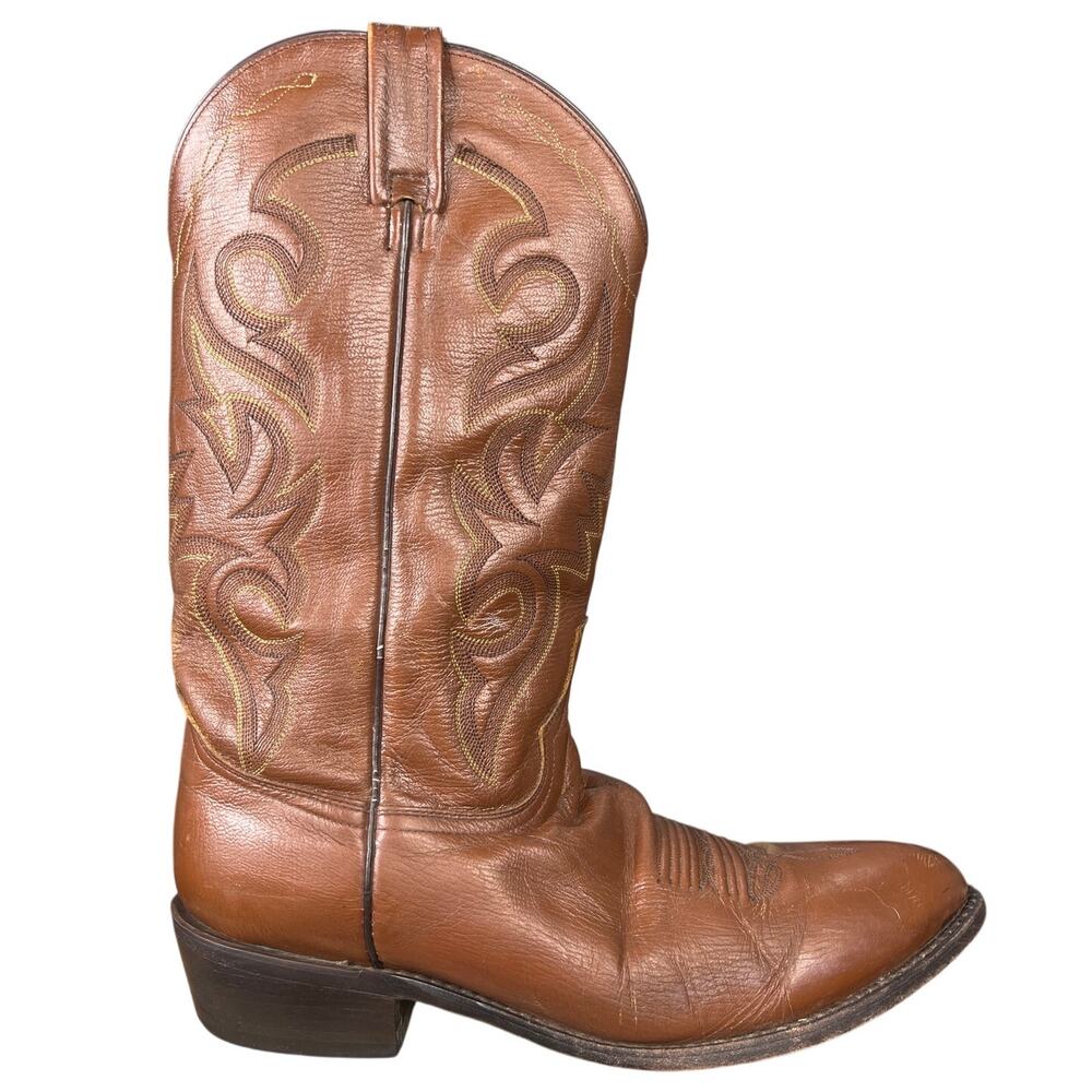 Vintage Dan Post Men’s Brown Leather Western Cowboy Boots Size US 12 D